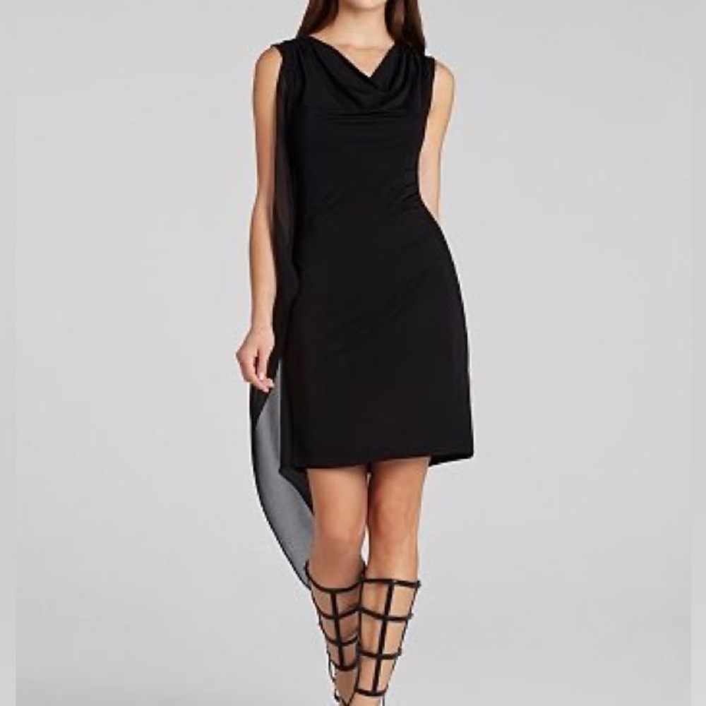 BCBGMaxazria Malory Cascade Side Dress Black Sz XS